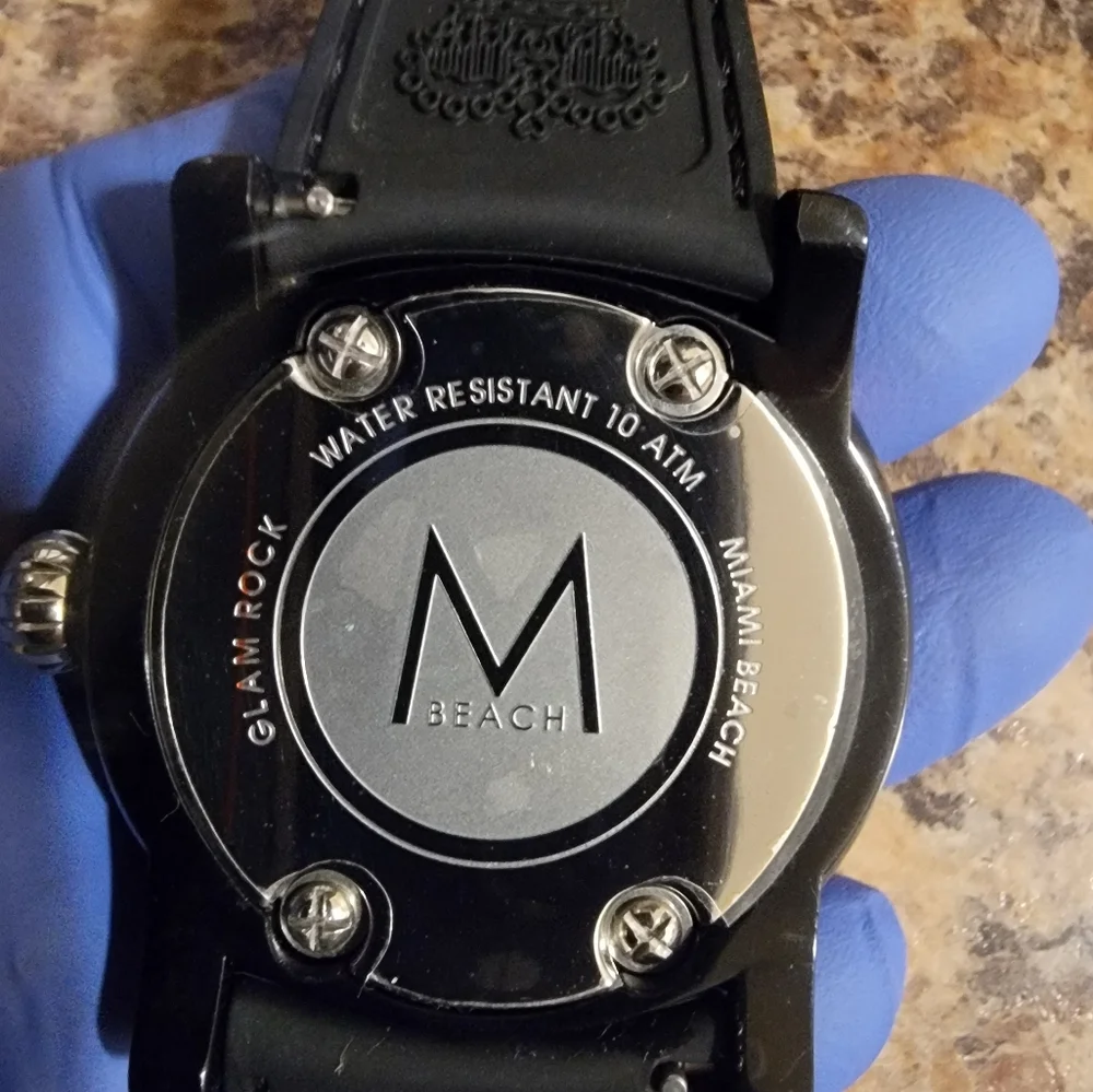 Glam Rock Miami Orange Bezel Swiss‎ Made Black Silicone Strap Watch 46mm